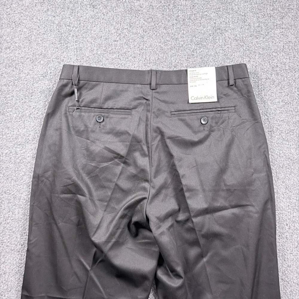Calvin Klein Dress Pants Mens 32x34 Black Straight Fit Flat Front NWT - Picture 7 of 13